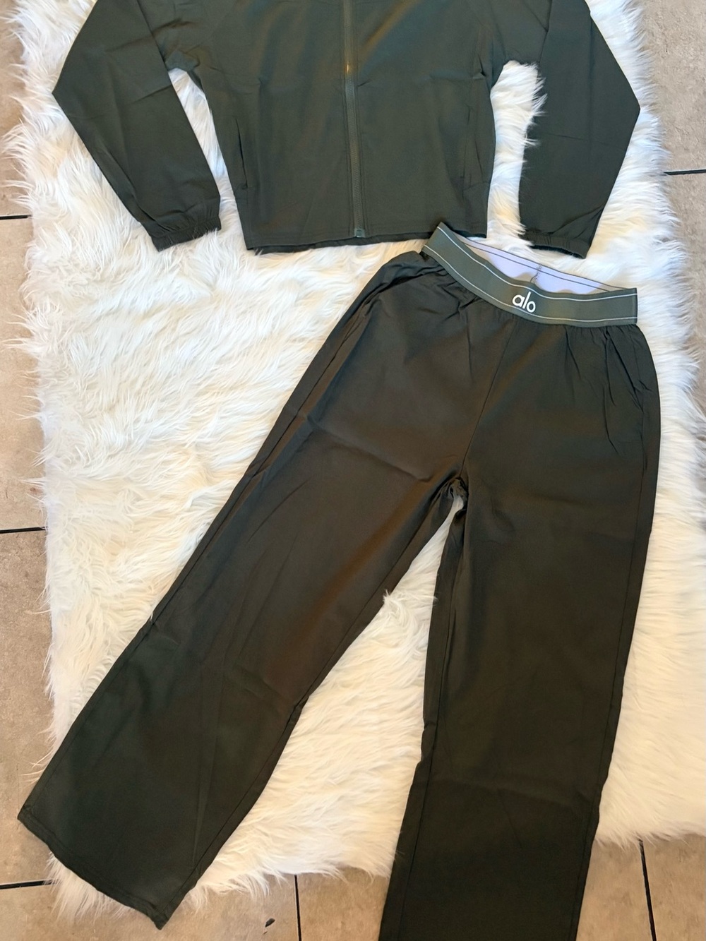 2 pc set Forest Green Wide-Leg Lounge Pants - Picture 2 of 4
